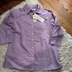 Foxcroft Blue Freesia Gingham Tunic Button up shirt NWT sz 4